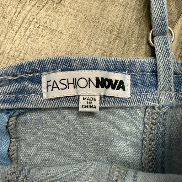 Fashion Nova Blue Denim Crop Top - Picture 3 of 4
